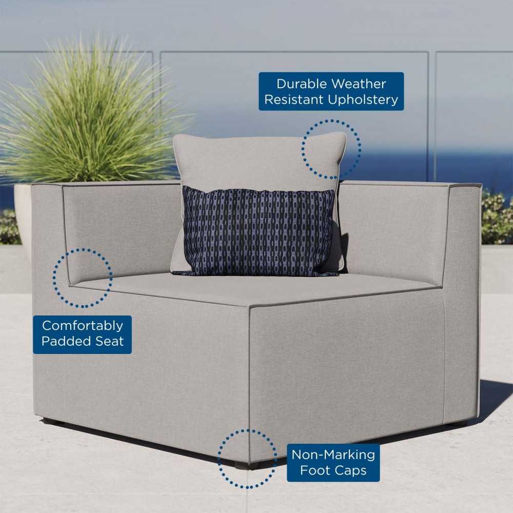 Saybrook Outdoor Patio Upholstered Sectional Sofa Corner Chair, Gray