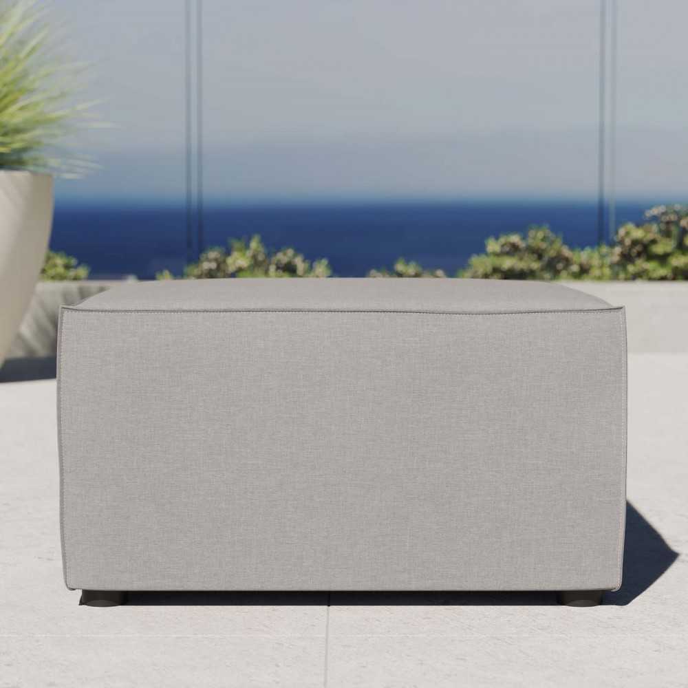 Saybrook Outdoor Patio Upholstered Sectional Sofa Ottoman, Gray