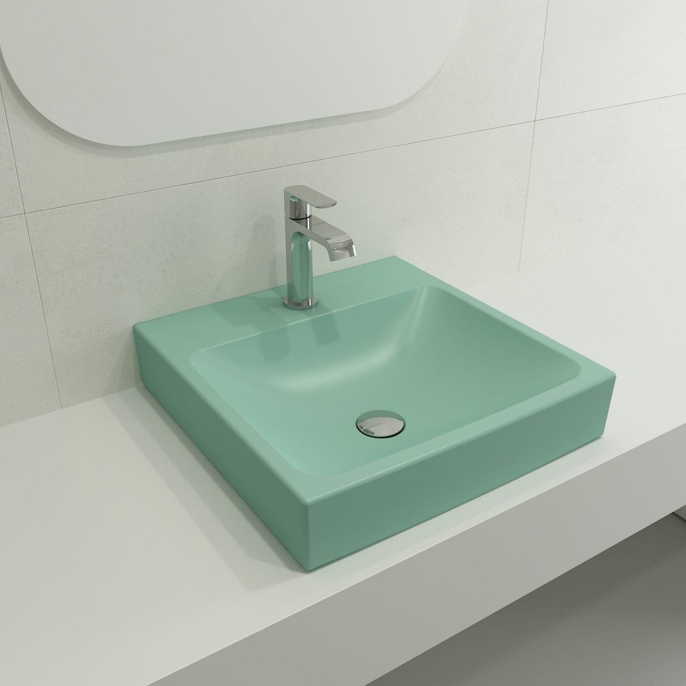 Scala Arch Wall-Mounted Sink Fireclay 19 in. 1-Hole in Matte Mint Green