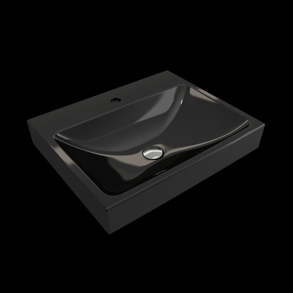 Scala Arch Wall-Mounted Sink Fireclay 23.75 in. 1-Hole in Black