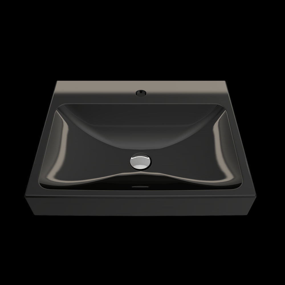 Scala Arch Wall-Mounted Sink Fireclay 23.75 in. 1-Hole in Black