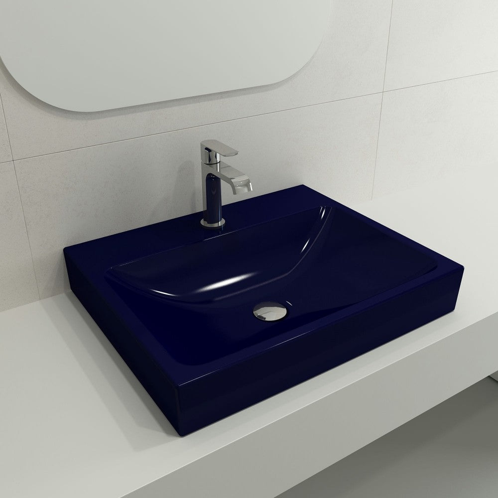 Scala Arch Wall-Mounted Sink Fireclay 23.75 in. 1-Hole in Sapphire Blue