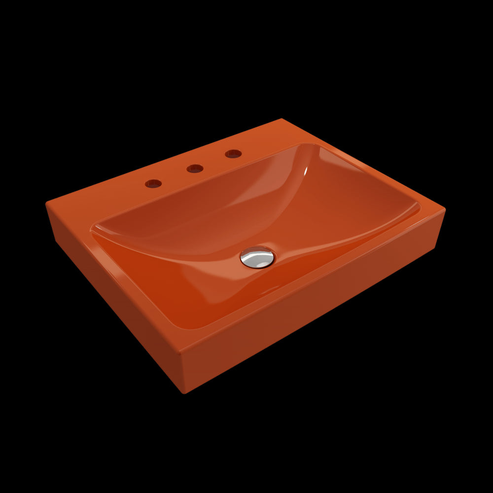 Scala Arch Wall-Mounted Sink Fireclay 23.75 in. 3-Hole in Orange