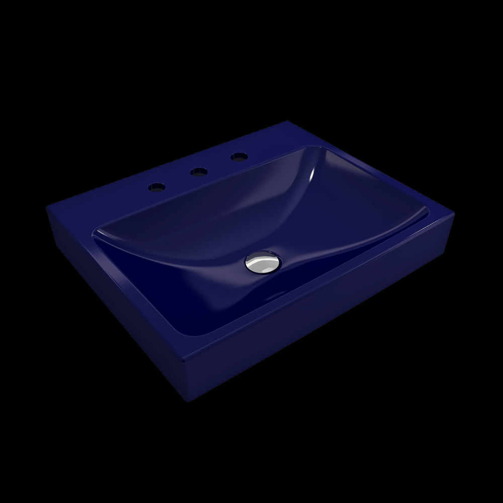 Scala Arch Wall-Mounted Sink Fireclay 23.75 in. 3-Hole in Sapphire Blue