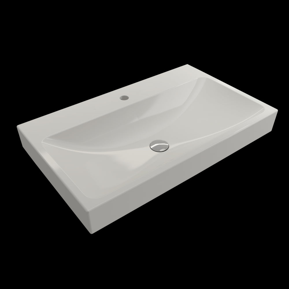Scala Arch Wall-Mounted Sink Fireclay 32 in. 1-Hole in Biscuit