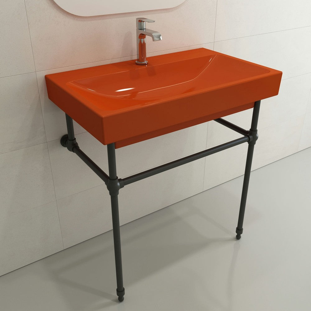 Scala Arch Wall-Mounted Sink Fireclay 32 in. 1-Hole in Orange