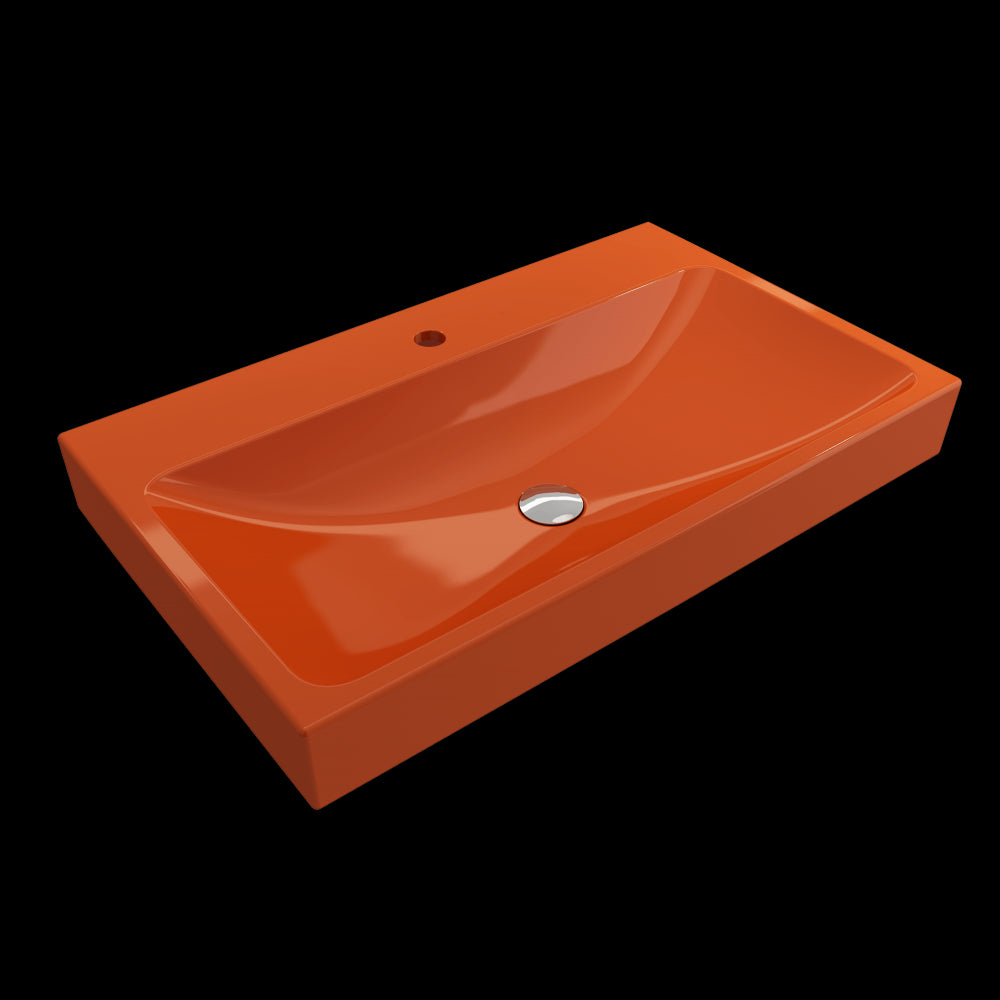 Scala Arch Wall-Mounted Sink Fireclay 32 in. 1-Hole in Orange