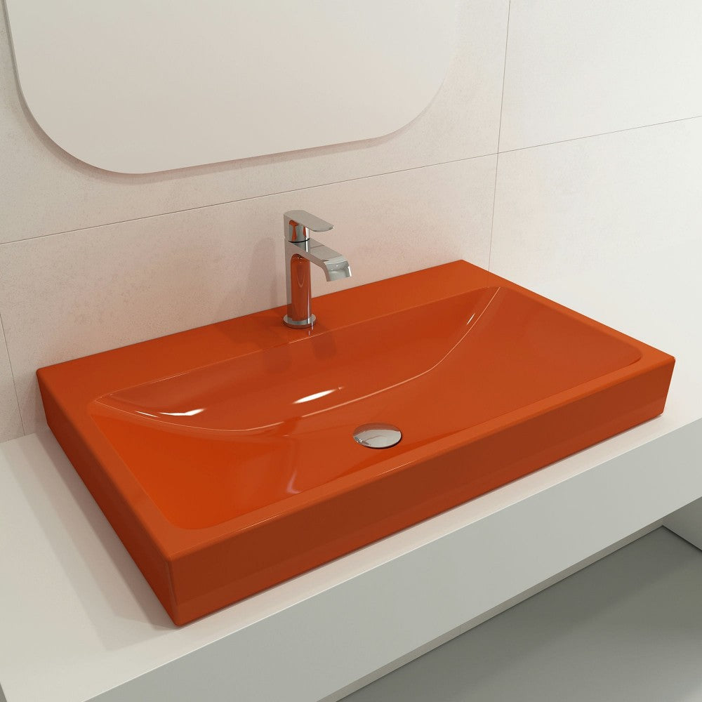 Scala Arch Wall-Mounted Sink Fireclay 32 in. 1-Hole in Orange
