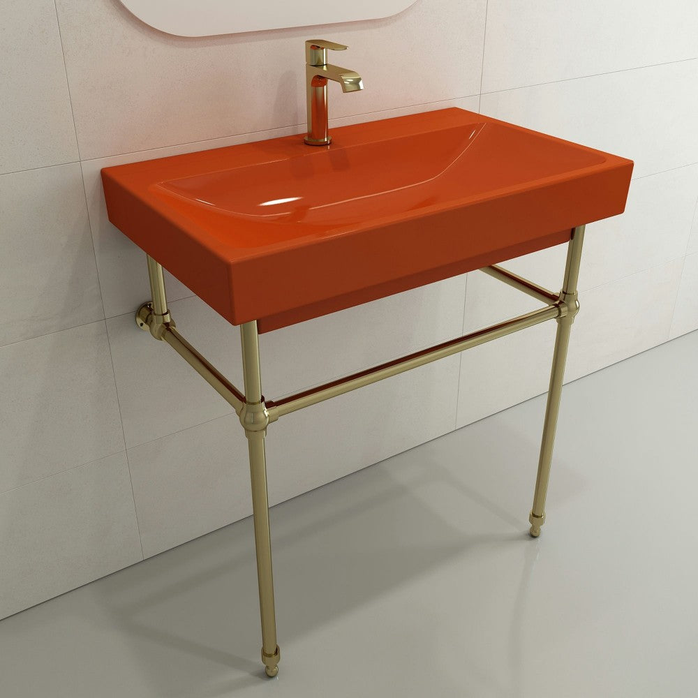 Scala Arch Wall-Mounted Sink Fireclay 32 in. 1-Hole in Orange