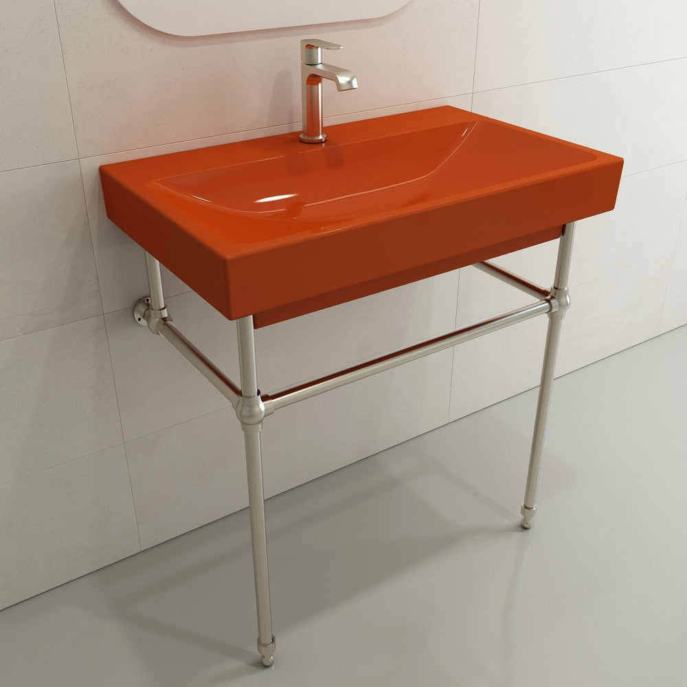 Scala Arch Wall-Mounted Sink Fireclay 32 in. 1-Hole in Orange