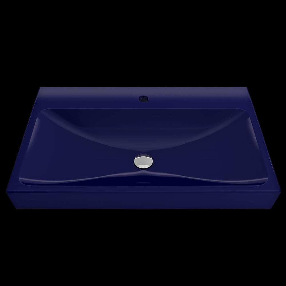 Scala Arch Wall-Mounted Sink Fireclay 32 in. 1-Hole in Sapphire Blue