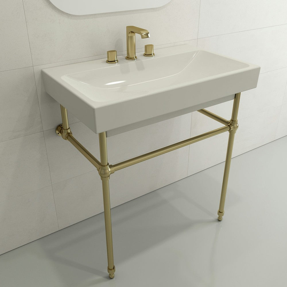 Scala Arch Wall-Mounted Sink Fireclay 32 in. 3-Hole in Biscuit