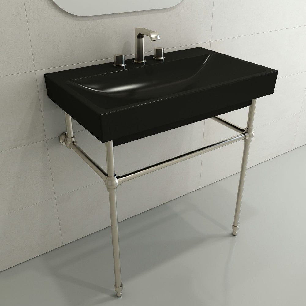 Scala Arch Wall-Mounted Sink Fireclay 32 in. 3-Hole in Matte Black