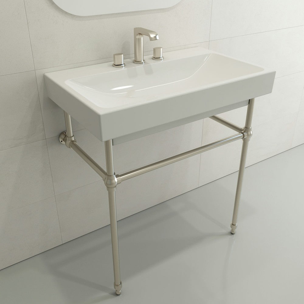 Scala Arch Wall-Mounted Sink Fireclay 32 in. 3-Hole in White