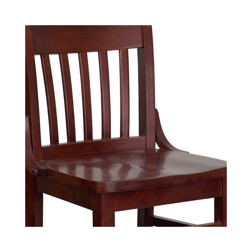 School House Back Mahogany Wood Restaurant Barstool