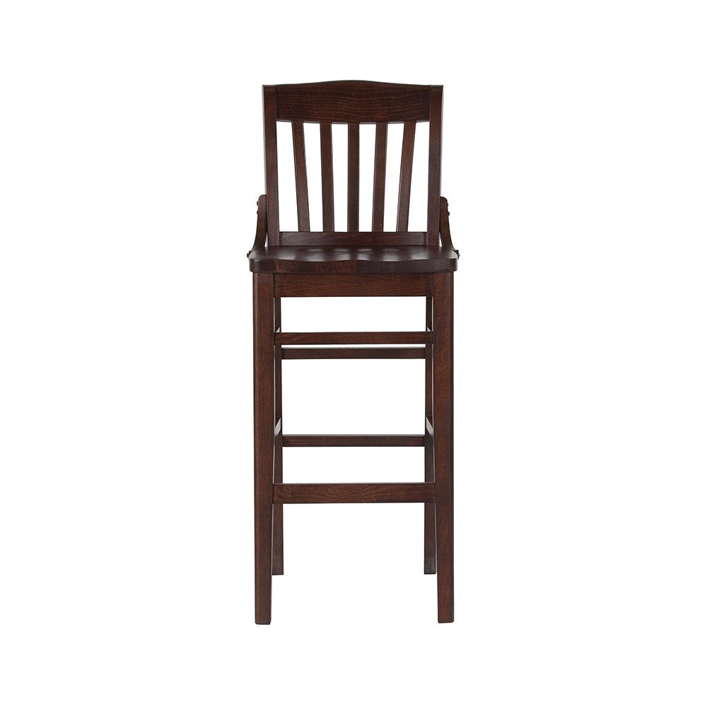 School House Back Walnut Wood Restaurant Barstool