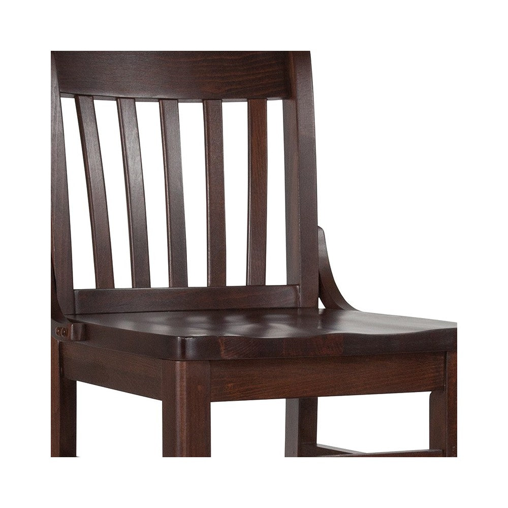 School House Back Walnut Wood Restaurant Barstool