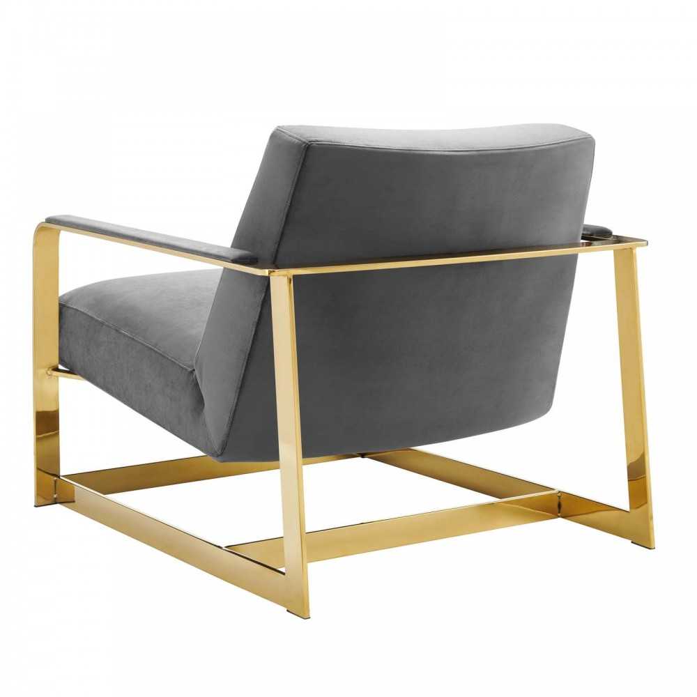 Seg Performance Velvet Accent Chair, Gold Gray