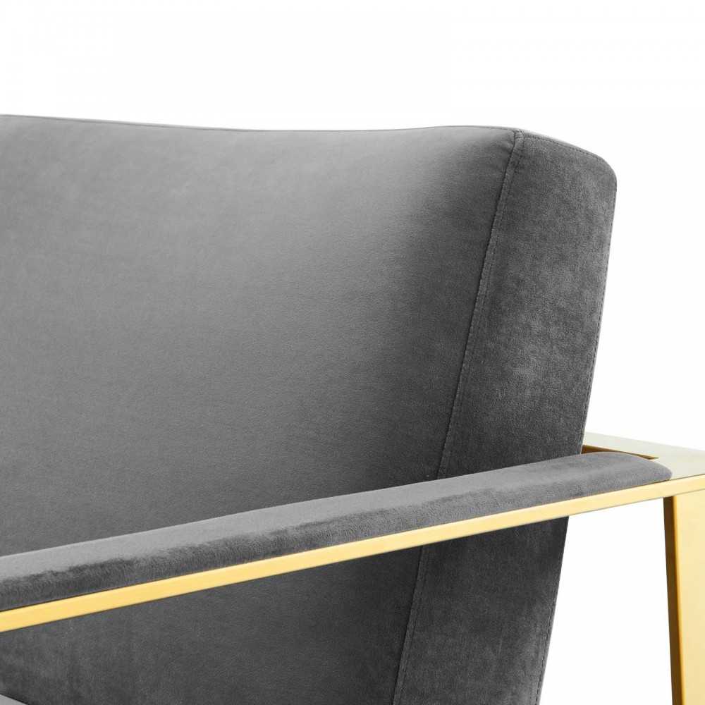 Seg Performance Velvet Accent Chair, Gold Gray