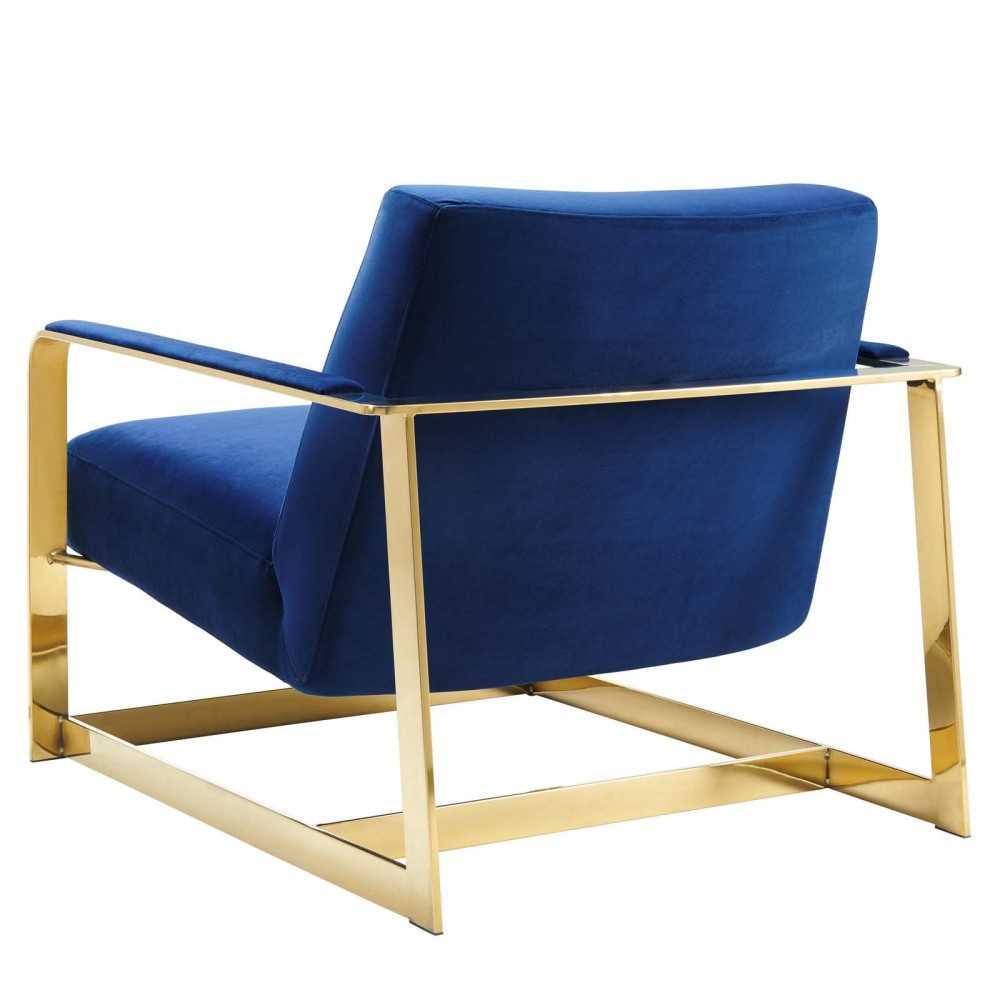 Seg Performance Velvet Accent Chair, Gold Navy