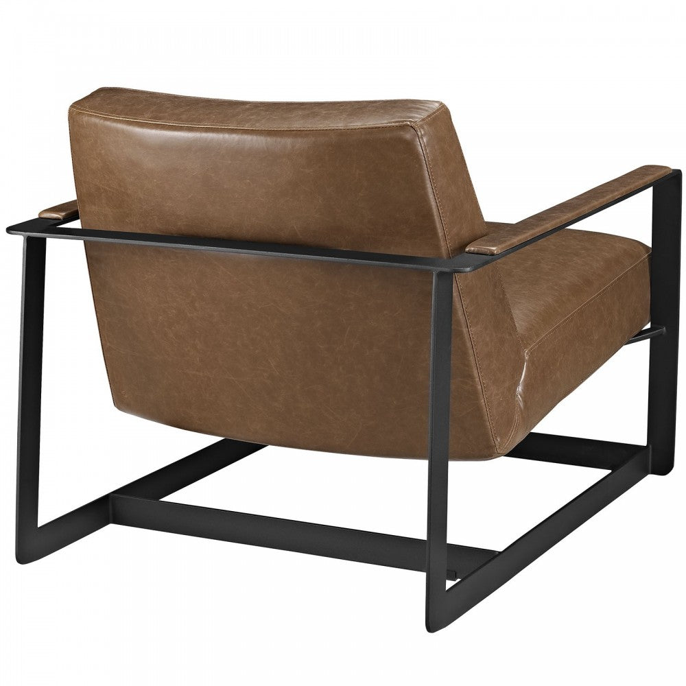 Seg Vegan Leather Accent Chair, Brown