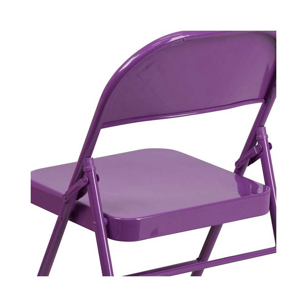 Series Impulsive Purple Triple Braced & Double Hinged Metal Folding Chair