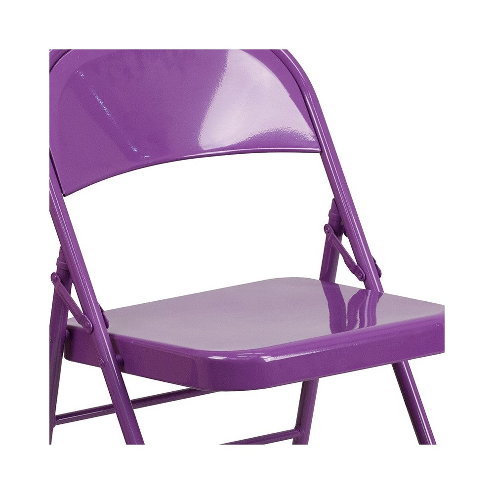 Series Impulsive Purple Triple Braced & Double Hinged Metal Folding Chair