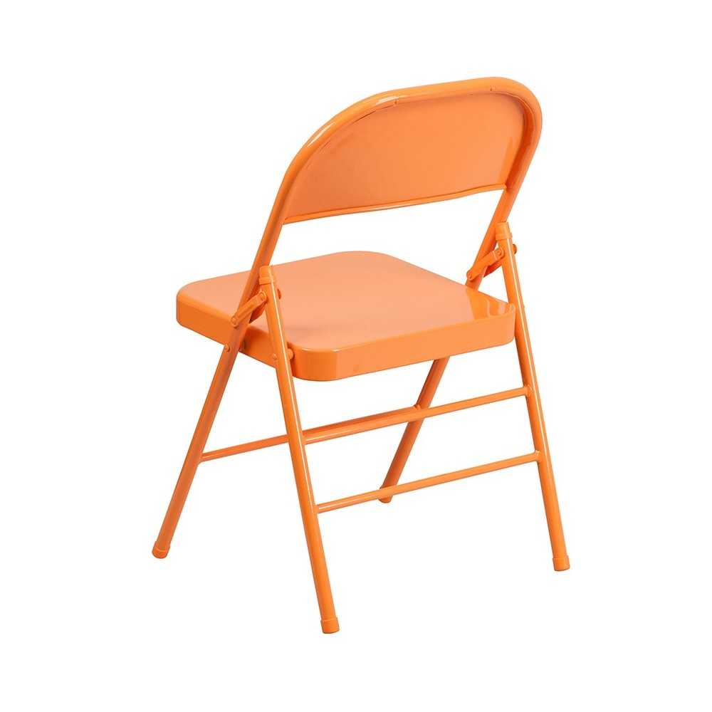 Series Orange Marmalade Triple Braced & Double Hinged Metal Folding Chair