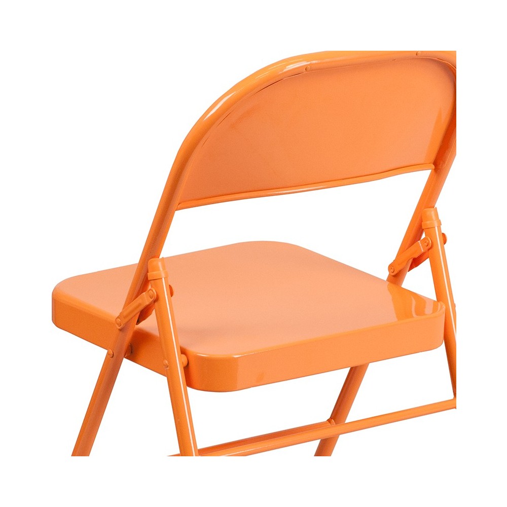 Series Orange Marmalade Triple Braced & Double Hinged Metal Folding Chair