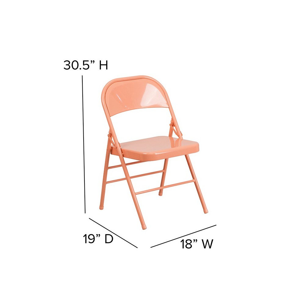 Series Sedona Coral Triple Braced & Double Hinged Metal Folding Chair