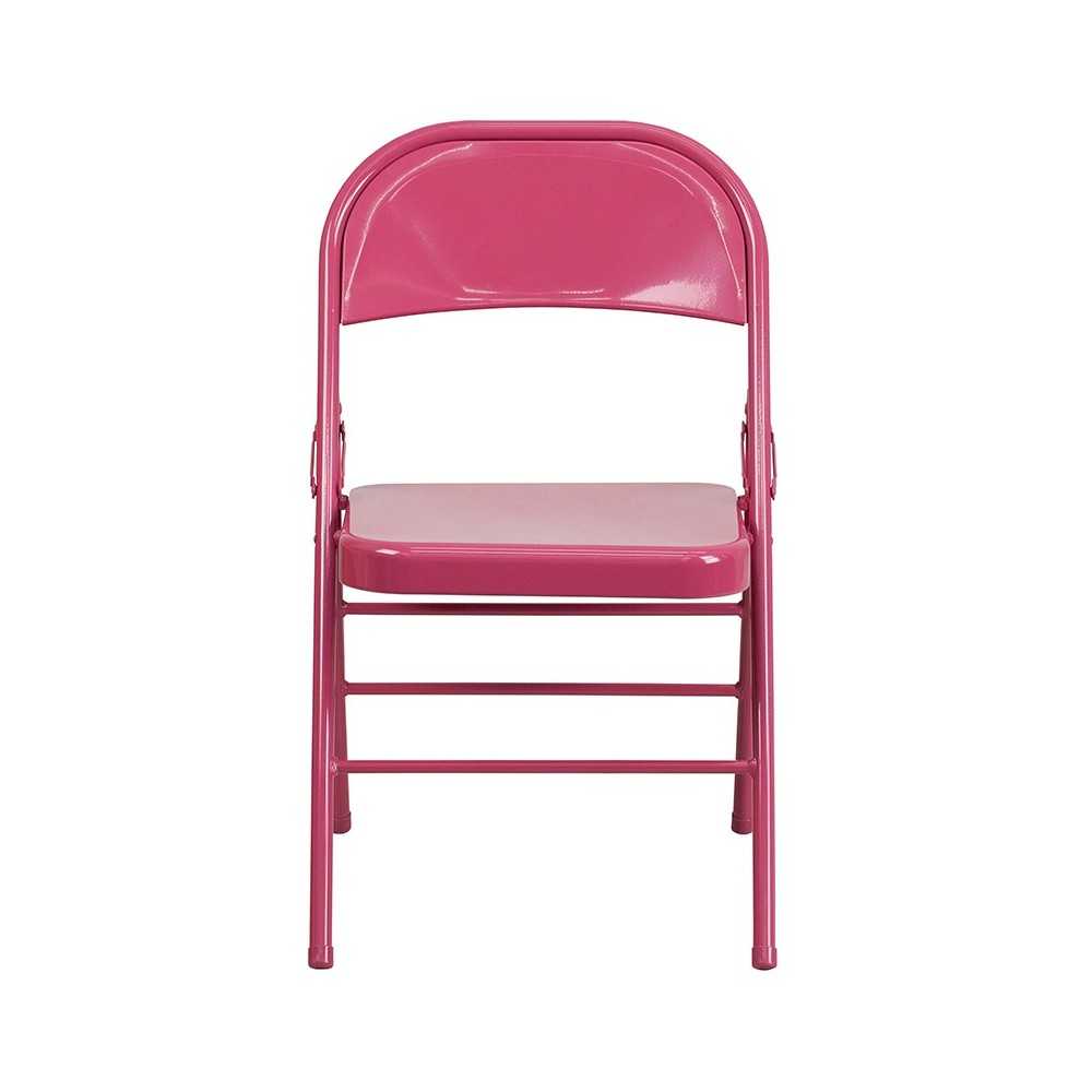 Series Shockingly Fuchsia Triple Braced & Double Hinged Metal Folding Chair