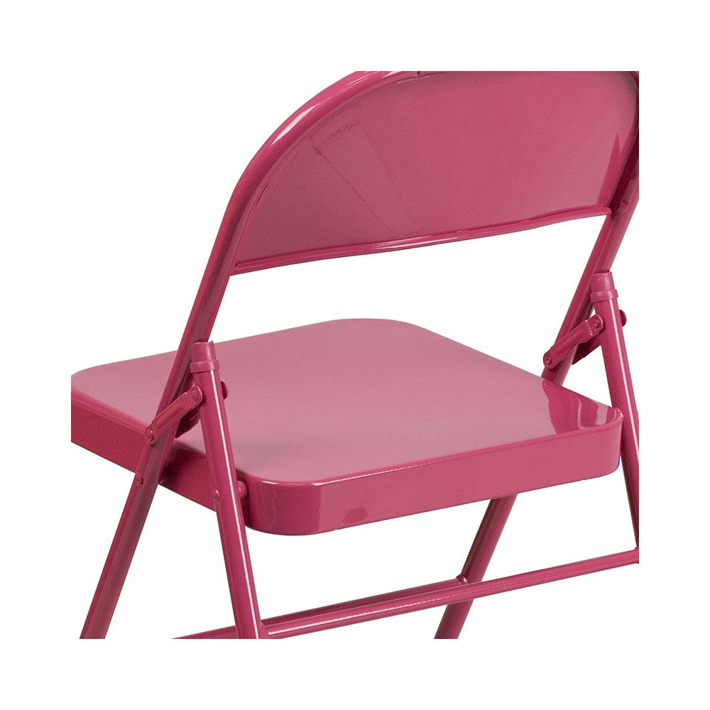 Series Shockingly Fuchsia Triple Braced & Double Hinged Metal Folding Chair