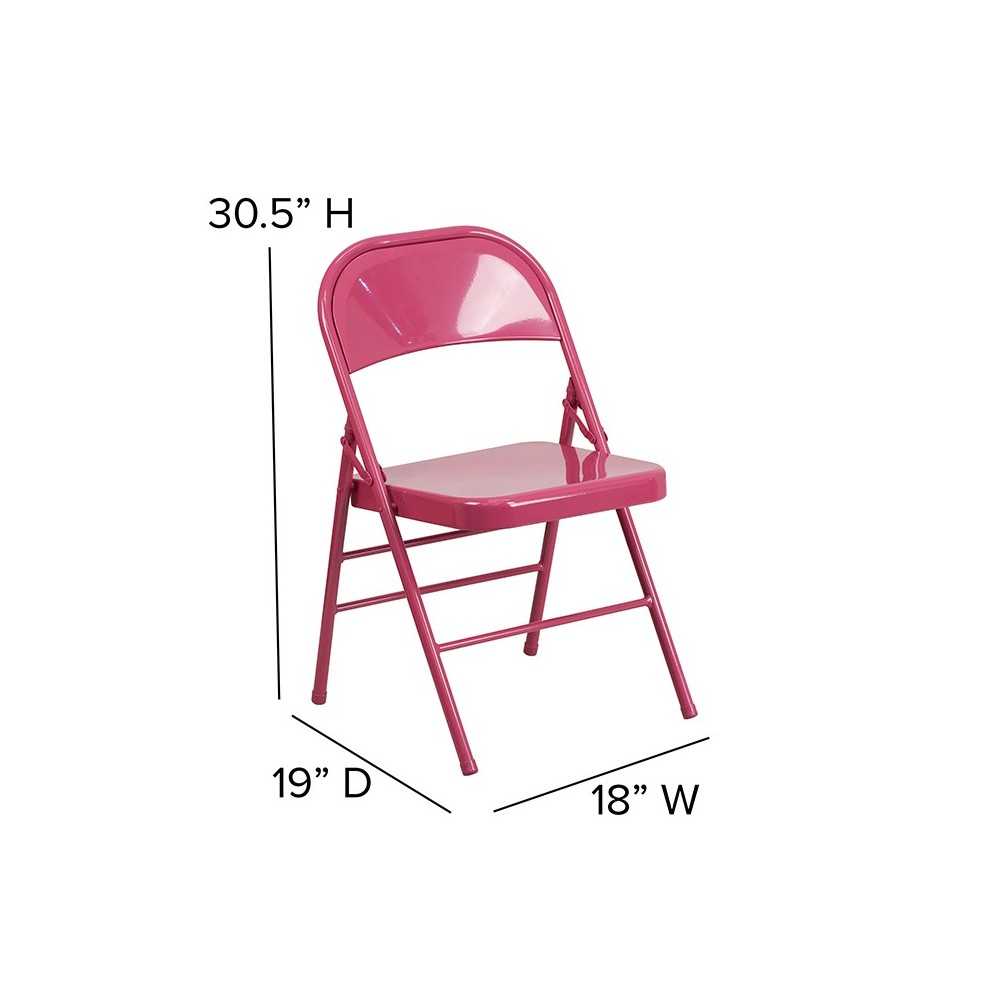 Series Shockingly Fuchsia Triple Braced & Double Hinged Metal Folding Chair