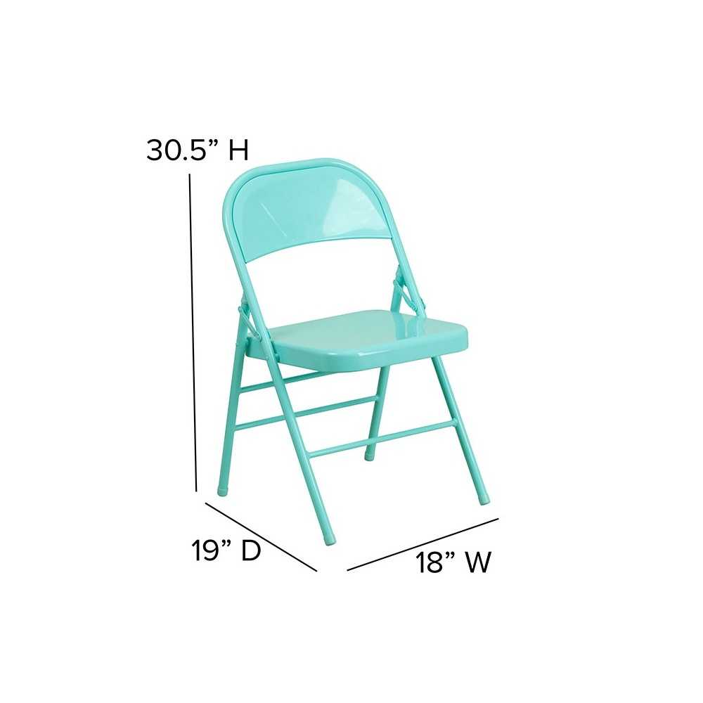 Series Tantalizing Teal Triple Braced & Double Hinged Metal Folding Chair