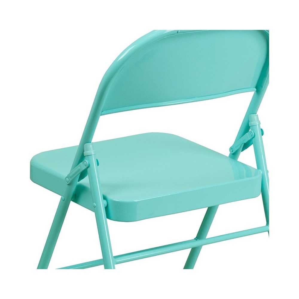Series Tantalizing Teal Triple Braced & Double Hinged Metal Folding Chair