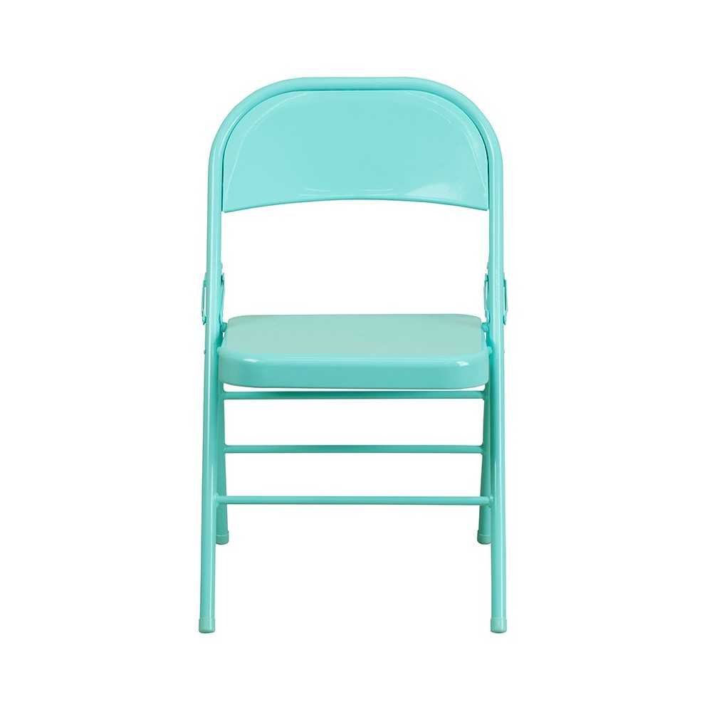 Series Tantalizing Teal Triple Braced & Double Hinged Metal Folding Chair