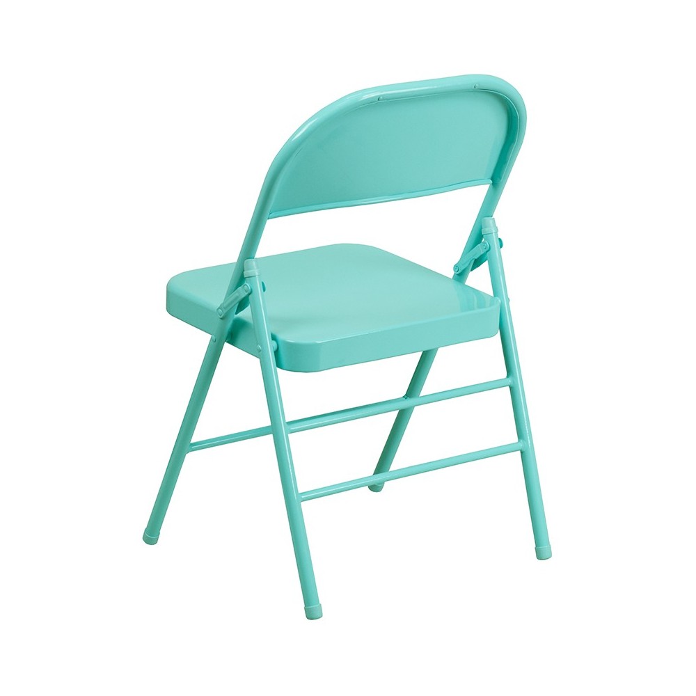 Series Tantalizing Teal Triple Braced & Double Hinged Metal Folding Chair