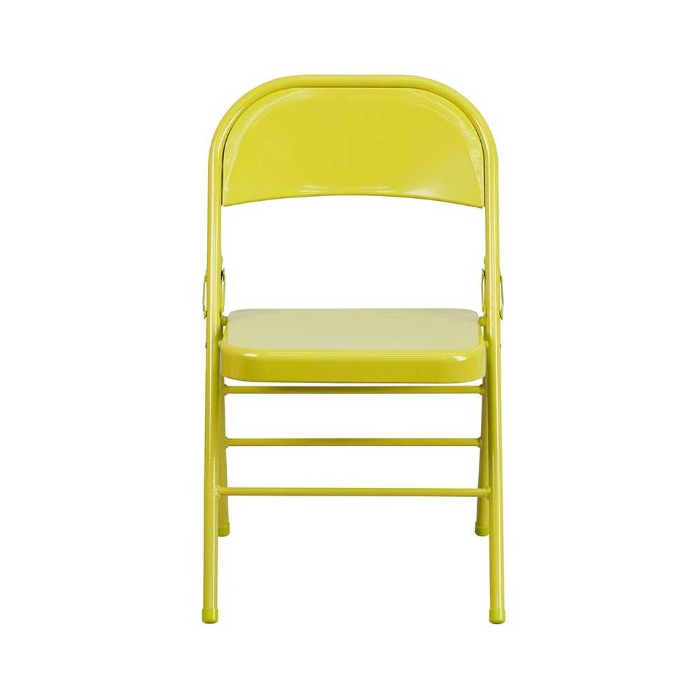 Series Twisted Citron Triple Braced & Double Hinged Metal Folding Chair
