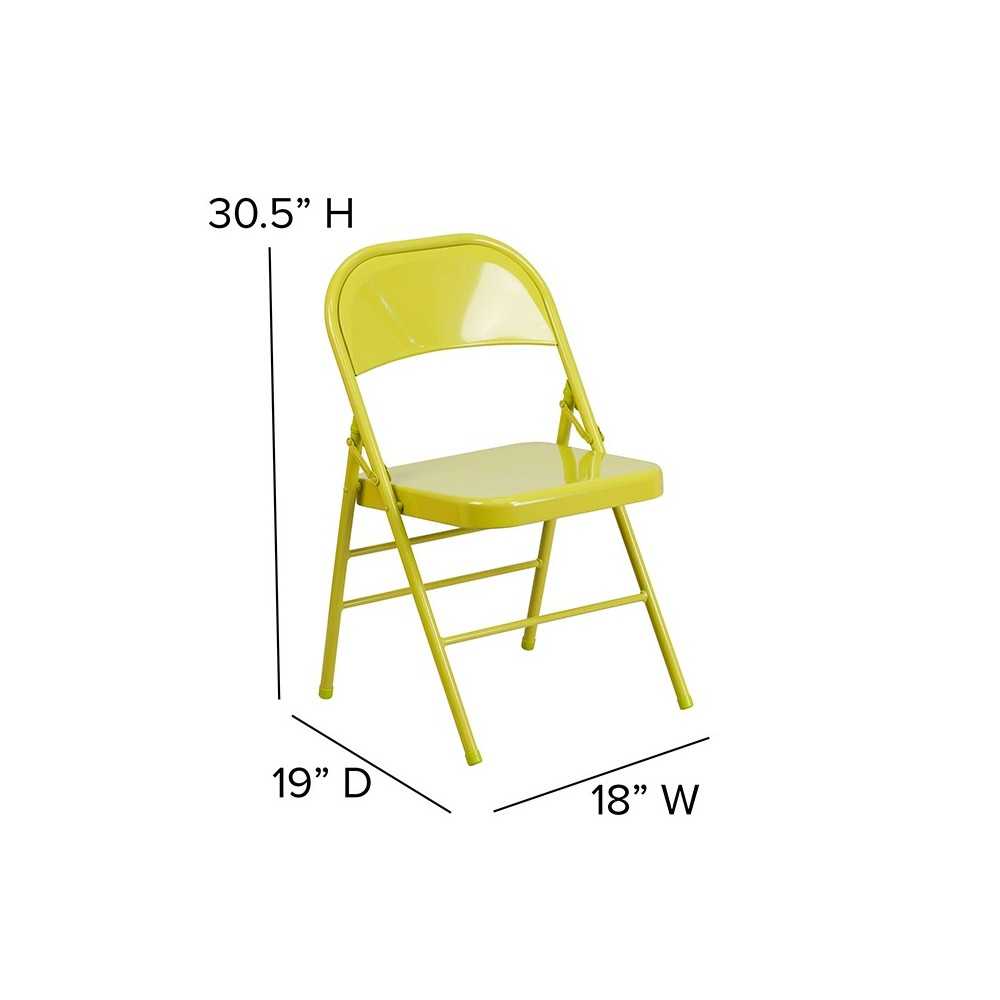 Series Twisted Citron Triple Braced & Double Hinged Metal Folding Chair