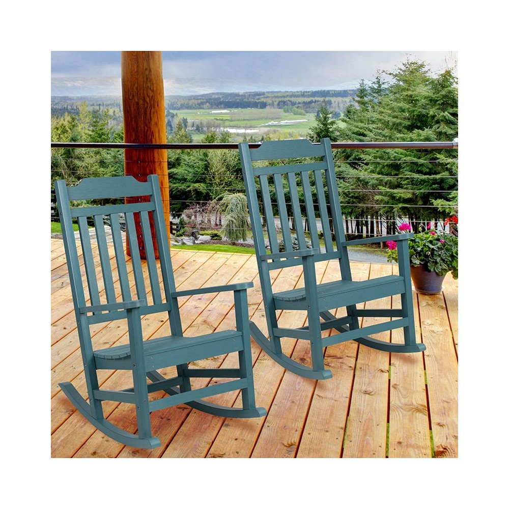 Set of 2 Winston All-Weather Rocking Chair in Teal Faux Wood