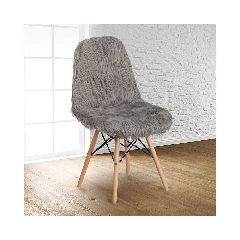 Shaggy Dog Charcoal Gray Accent Chair