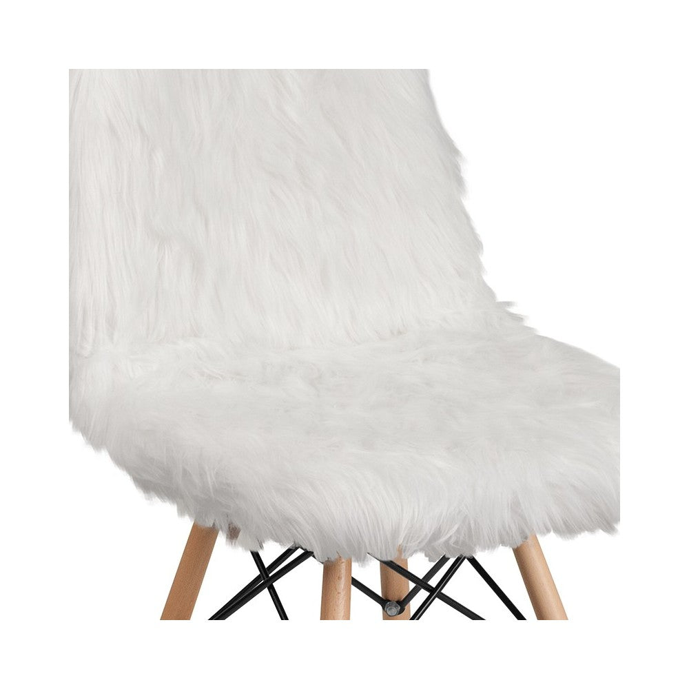 Shaggy Dog White Accent Chair