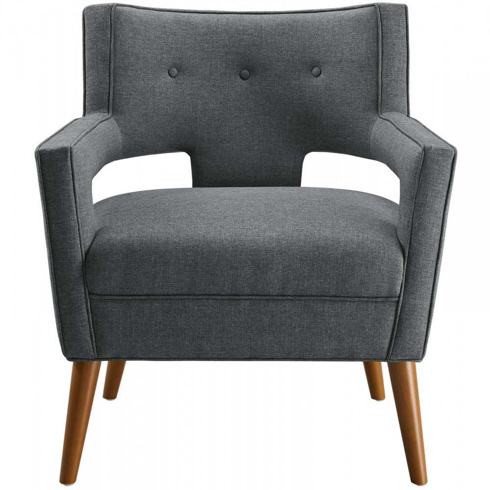 Sheer Upholstered Fabric Armchair, Gray