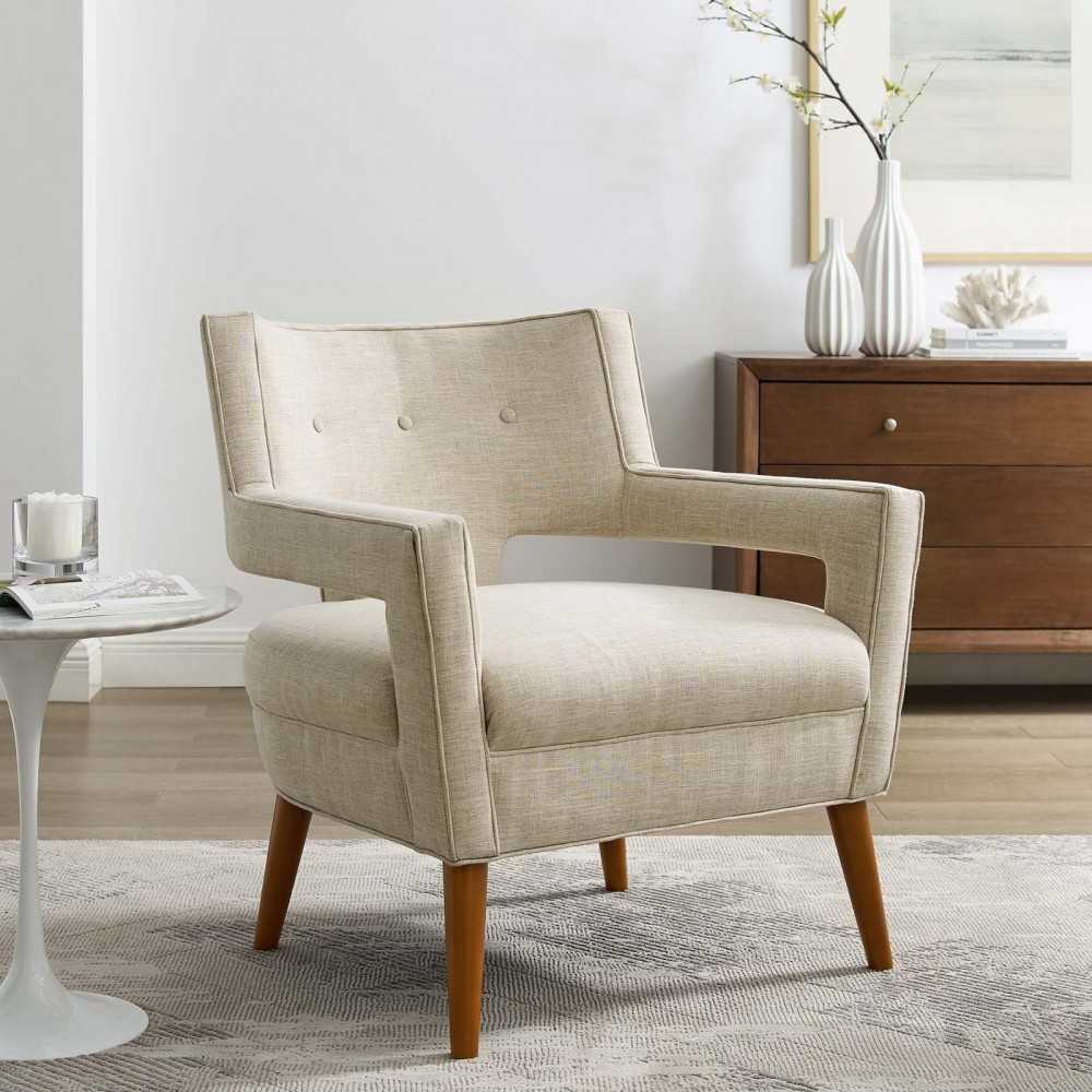 Sheer Upholstered Fabric Armchair, Sand