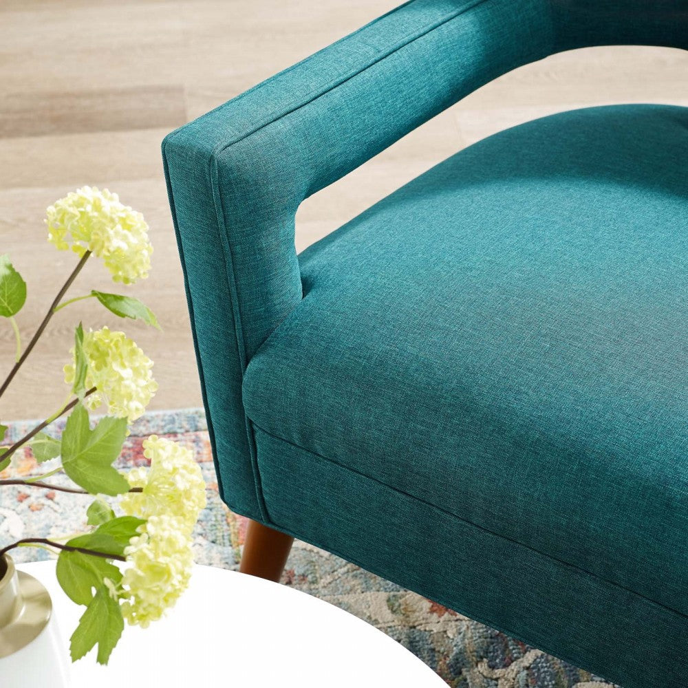 Sheer Upholstered Fabric Armchair, Teal