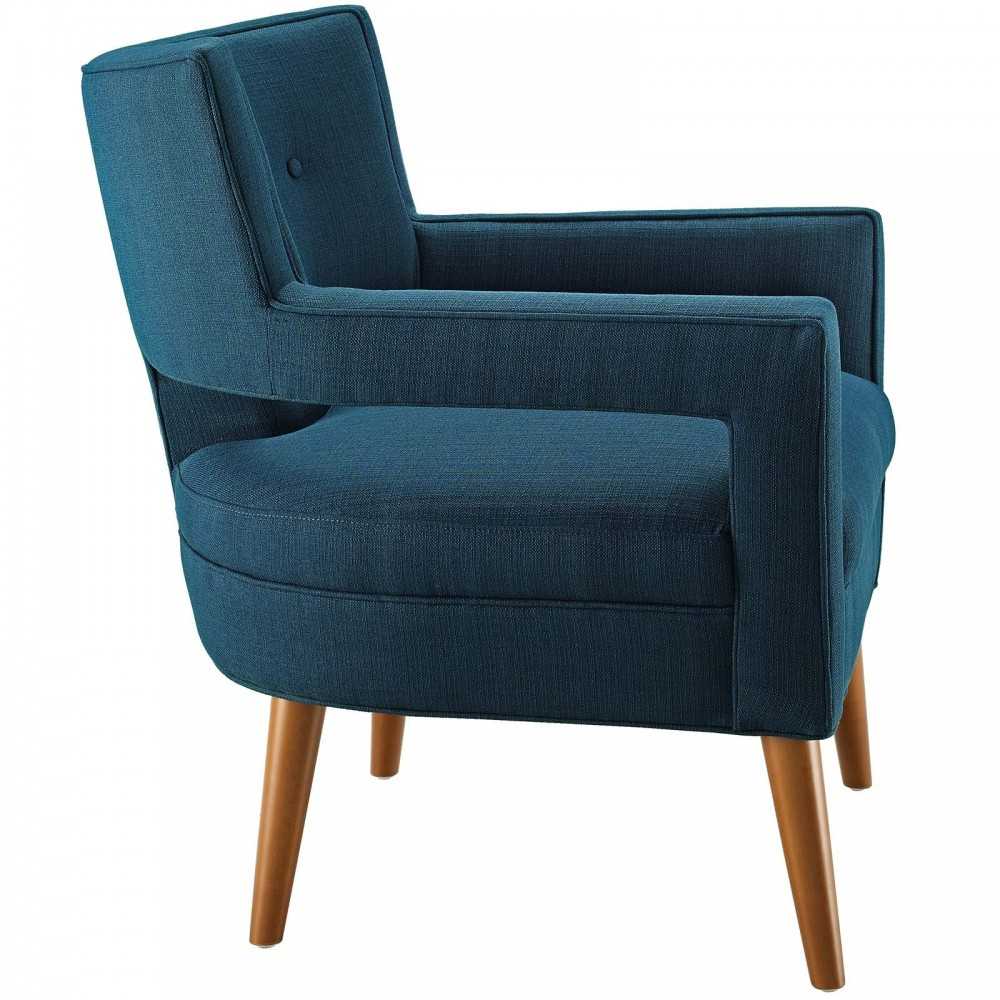 Sheer Upholstered Fabric Armchair, Azure