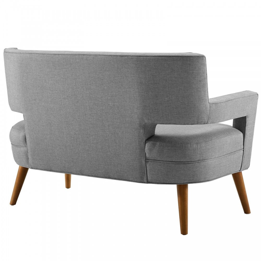 Sheer Upholstered Fabric Loveseat and Armchair Set, Light Gray