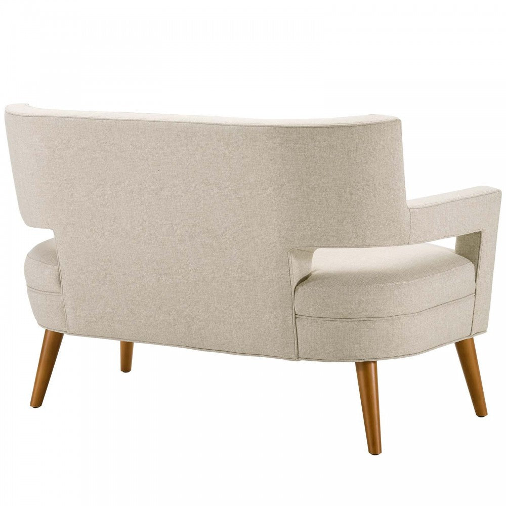 Sheer Upholstered Fabric Loveseat and Armchair Set, Sand
