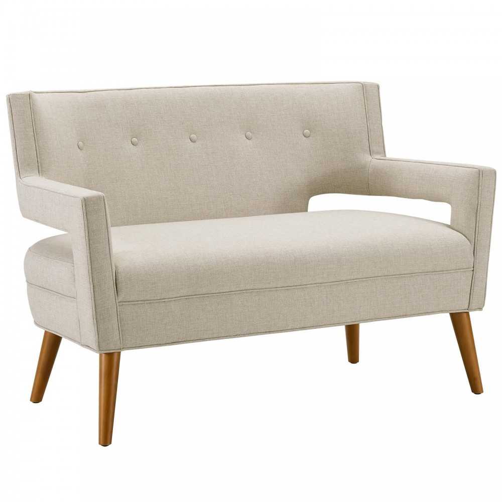 Sheer Upholstered Fabric Loveseat and Armchair Set, Sand