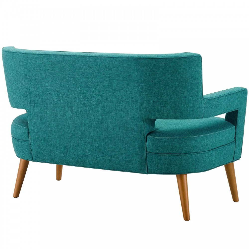 Sheer Upholstered Fabric Loveseat and Armchair Set, Teal